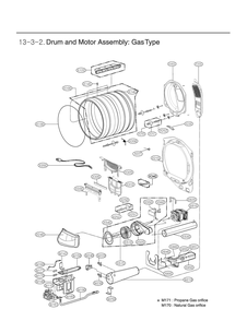 Drum And Motor Assembly Diagram and Parts List for DLG7401WEA ABWEEUS LG Dryer