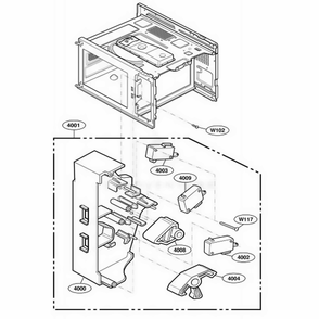 Latch Board Parts Diagram and Parts List for DECS11MA AGRQMTR LG Range