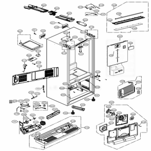 Case Parts Diagram and Parts List for 72597 ASBCSE0 LG Refrigerator
