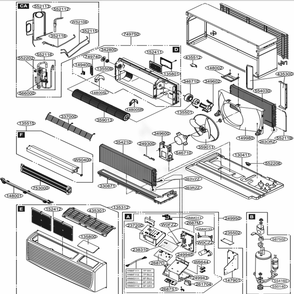 Main Diagram and Parts List for LP123HDUC ASBBEUS LG Air Conditioner