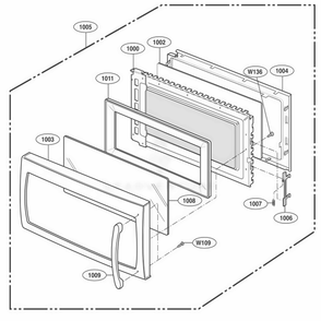 Door Parts Diagram and Parts List for LMV1915NV AWHELGA LG Range