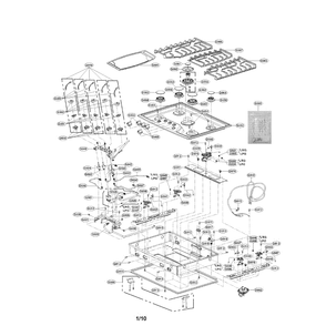 Cooktop Diagram and Parts List for LCG3691ST 00 LG Cooktop