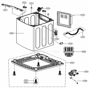 Outer Case Assembly Diagram and Parts List for WT7100CW ABWETUS LG Washer