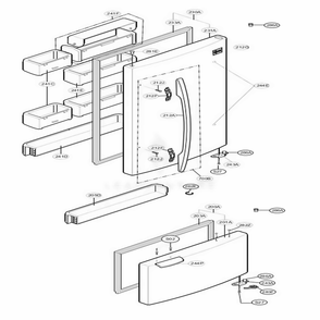 Door Parts Diagram and Parts List for 65219 AWBCSEF LG Refrigerator