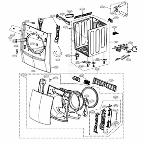 Cabinet And Door Assembly: Gas Type Full Touch Diagram and Parts List for DLGX9501K ABSEEUS LG Dryer