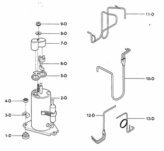 Compressor Parts Diagram and Parts List for 58074082400  Kenmore Air Conditioner