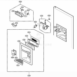 Dispenser Parts Diagram and Parts List for 78783 AST2SEF LG Refrigerator