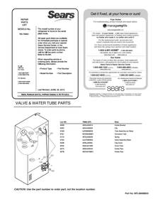 Valve And Water Tube Parts Diagram and Parts List for GR-L318LSZM ASTCSE0 LG Refrigerator
