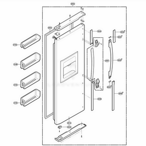 Freezer Door Part Diagram and Parts List for RCG20IERFWW ASWQRCA LG Refrigerator