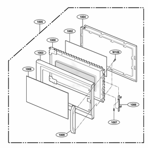 Door Parts Diagram and Parts List for MH6150XMB AB2EWRP LG Range