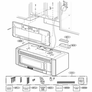 Installation Parts Diagram and Parts List for 63763 ASBESEA LG Range