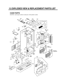 Case Parts Diagram and Parts List for GR-J266LSJM ASTCNA0 LG Refrigerator