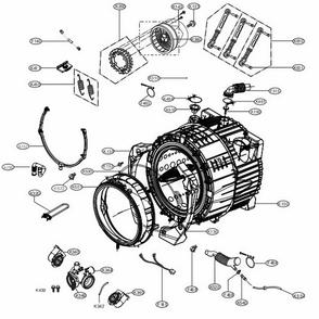 Drum And Tub Assembly Diagram and Parts List for WM3900HBA ABLEUUS LG Washer