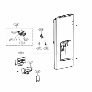 Dispenser Parts Diagram and Parts List for LRMVS2806D ASBCNA0 LG Refrigerator