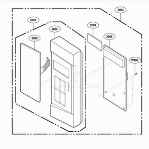 Control Panel Parts Diagram and Parts List for 66462 CWHESEA LG Range