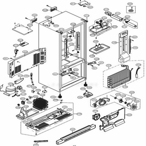 Case Parts Diagram and Parts List for LFX23961ST AST2LGA LG Refrigerator