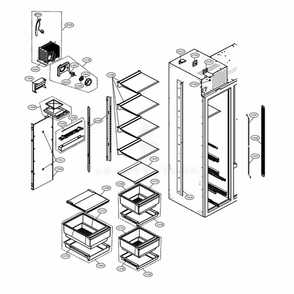 Freezer Compartment Diagram and Parts List for LSSB2791ST ASTCNA0 LG Refrigerator