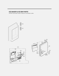 Ice Maker And Ice Bin Parts Diagram and Parts List for GR-J338HSJM ASTCNA1 LG Refrigerator