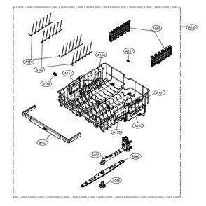 Upper Rack Assembly Diagram and Parts List for LDPN6761T ASTEEUS LG Dishwasher