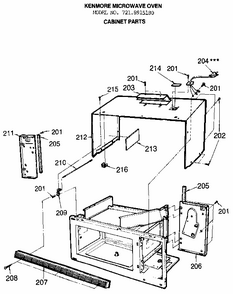 Cabinet Diagram and Parts List for 7218915180  Kenmore Microwave