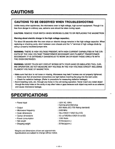 Cautions/specifications Diagram and Parts List for MA-880MW  LG Microwave