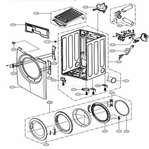 Cabinet And Door Assembly Diagram and Parts List for 90441 ABWESEC LG Dryer