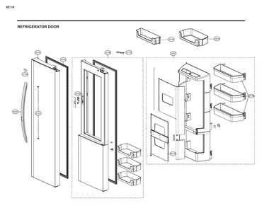 Refrigerator Door Diagram and Parts List for GM-J227NKYM ASBCSE0 LG Refrigerator