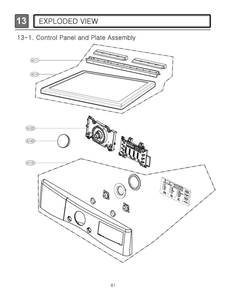 Control Panel And Plate Assembly Diagram and Parts List for DLEX4200W 00 LG Dryer