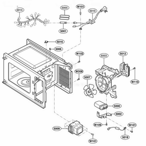 Interior Parts 1 Diagram and Parts List for 62344 KBSESEA LG Wall Oven