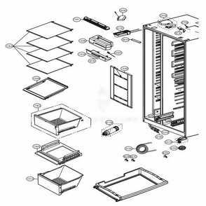 Refrigerator Compartment Diagram and Parts List for LSXC22436S ASTCNA0 LG Refrigerator