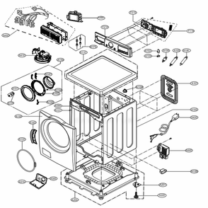 Cabinet And Control Panel Assembly Diagram and Parts List for WM3400CW ABWEUUS LG Washer