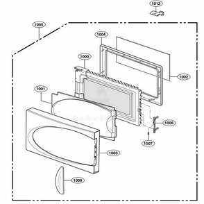 Door Parts Diagram and Parts List for 63102 CWHESEA LG Range