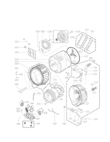 Drum And Tub Assembly Parts Diagram and Parts List for WM4070HWA  LG Washer