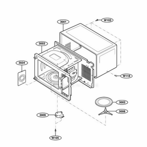 Part Location Diagram of 3112W0U053B LG OUT CASE,U-BENDING