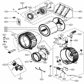 Drum And Tub Assembly Diagram and Parts List for WM3600HVA ASSEVUS LG Washer