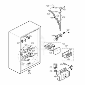 Ice And Water Part Diagram and Parts List for 58814 ABICSER LG Refrigerator
