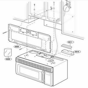 Installation Parts Diagram and Parts List for 85130 AWHESEC LG Microwave