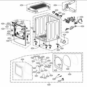 Cabinet And Door Assembly: Gas Type Diagram and Parts List for DLGX7601WE ABWEEUS LG Dryer