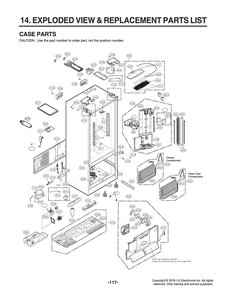 Case Parts Diagram and Parts List for GR-J318LSJM ASBCNA0 LG Refrigerator