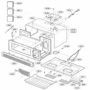 Oven Cavity Parts Diagram and Parts List for KHMC107EBT AB7EKAD LG Wall Oven