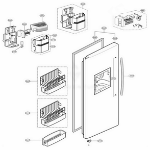 Freezer Door Part Diagram and Parts List for LSC27931SW ASW1LGA LG Refrigerator