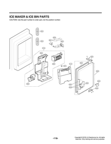 Ice Maker And Ice Bin Parts Diagram and Parts List for GR-X308LSJM ASTCNA0 LG Refrigerator