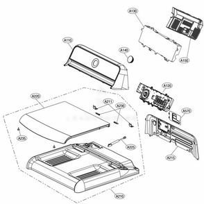 Control Panel And Plate Assembly Diagram and Parts List for DLEX7700VE ASSEEUS LG Dryer