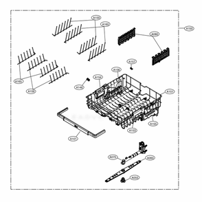Upper Rack Assembly Diagram and Parts List for LDT7797BM ABMEEUS LG Dishwasher