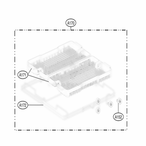 Cutlery Rack Assembly Diagram and Parts List for LDF7774BD ABDEEUS LG Dishwasher