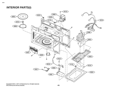 Interior Parts() Diagram and Parts List for MV1843ASD CBKELGA LG Microwave