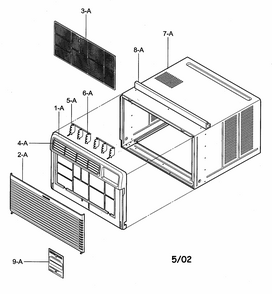 Cabinet/front Grille Assy Diagram and Parts List for 58072189200  Kenmore Air Conditioner