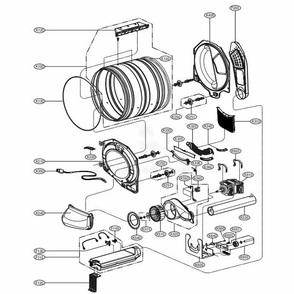 Drum And Motor Assembly Diagram and Parts List for GDP1329QED2 ASSEELC LG Dryer