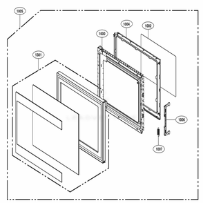 Door Parts Diagram and Parts List for LMC2075ST CSSEBBY LG Microwave