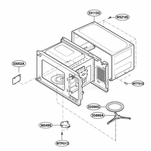 Oven Cavity Parts Diagram and Parts List for SBM7700W01 CW1ESBM LG Range